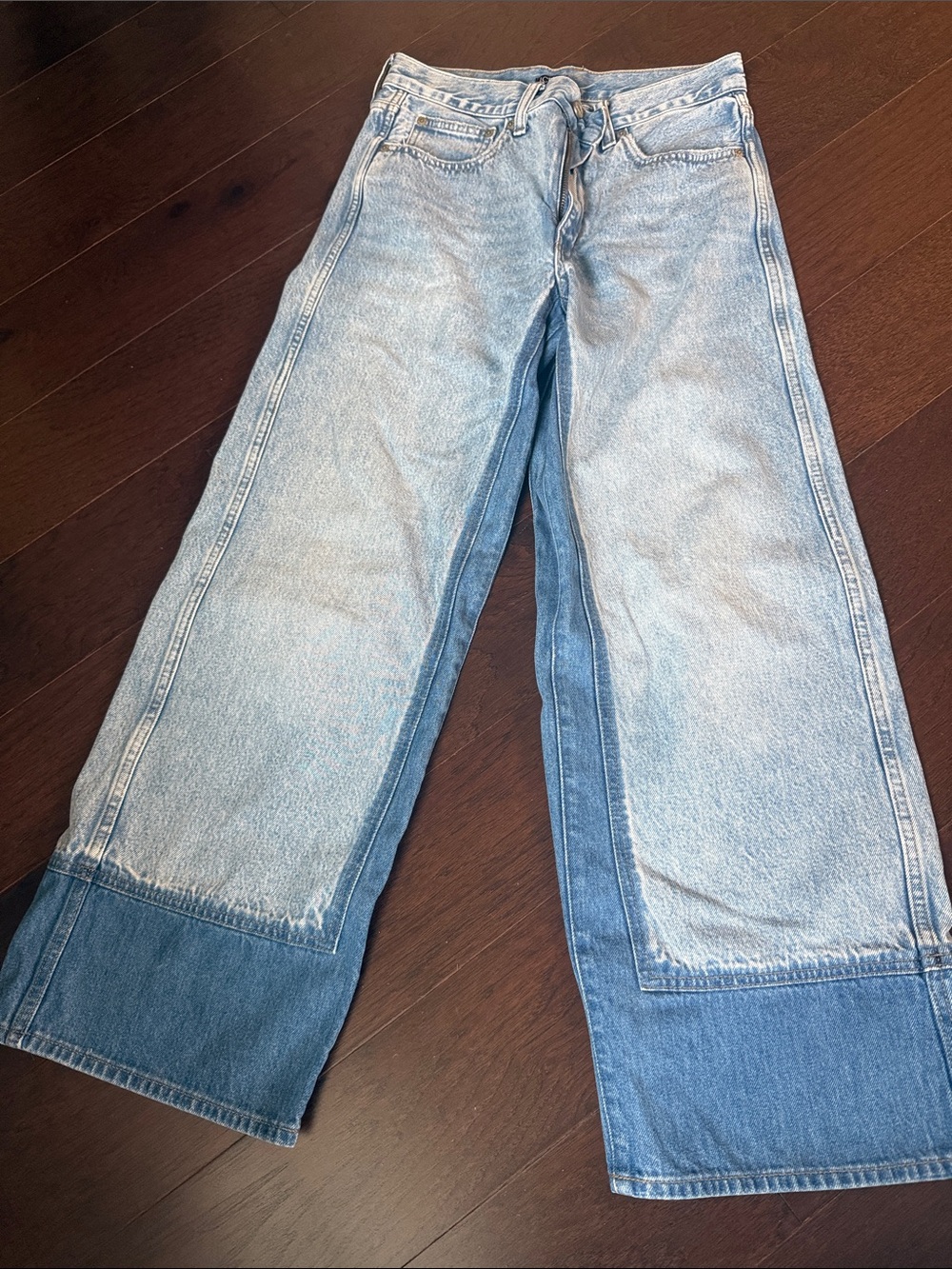 J. Crew Two-Tone Light and Dark Blue Wide-Leg Jeans